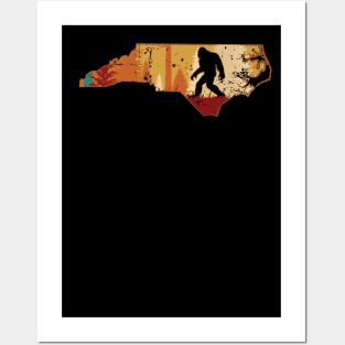 Bigfoot Retro Vintage Sasquatch North Carolina Posters and Art